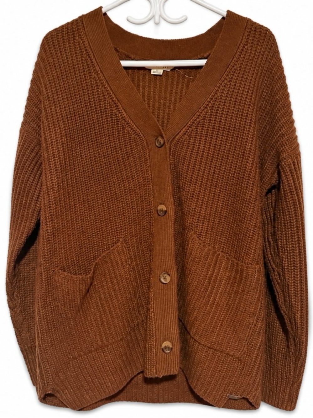 Aeropostale Brown Waffle-Knit Button Cardigan